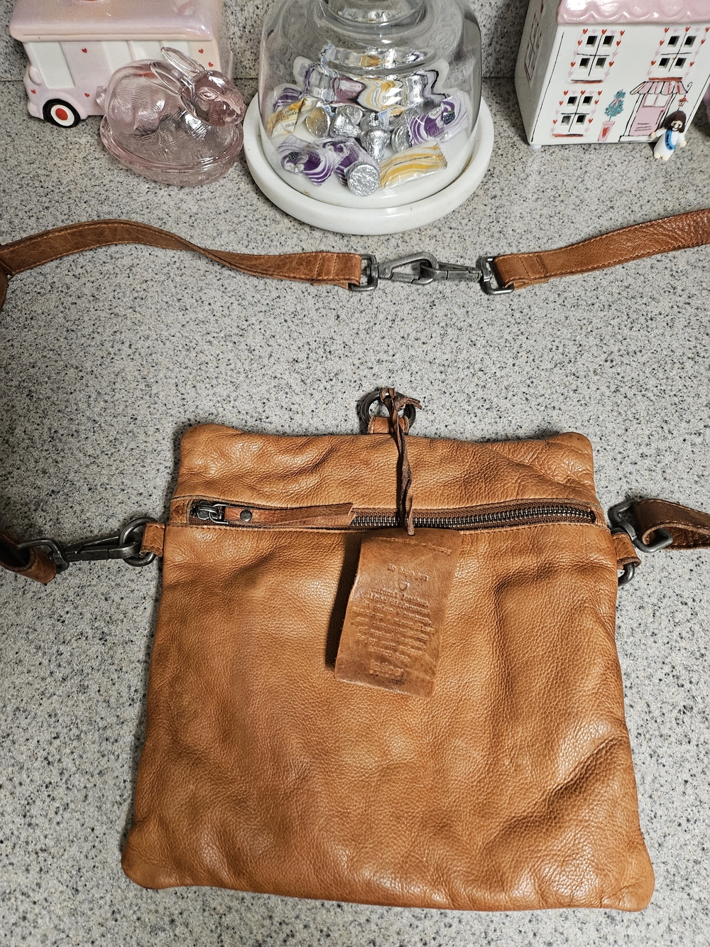 latico Tan Leather Crossbody Bag with Adjustable Strap And Backpack.
